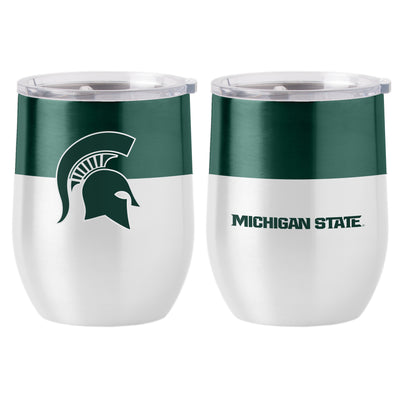 Michigan State Color Block 16 oz Stainless Curved Beverage - Logo Brands