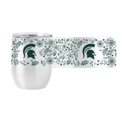 Michigan State 16oz Botanical Stainless Curved Beverage