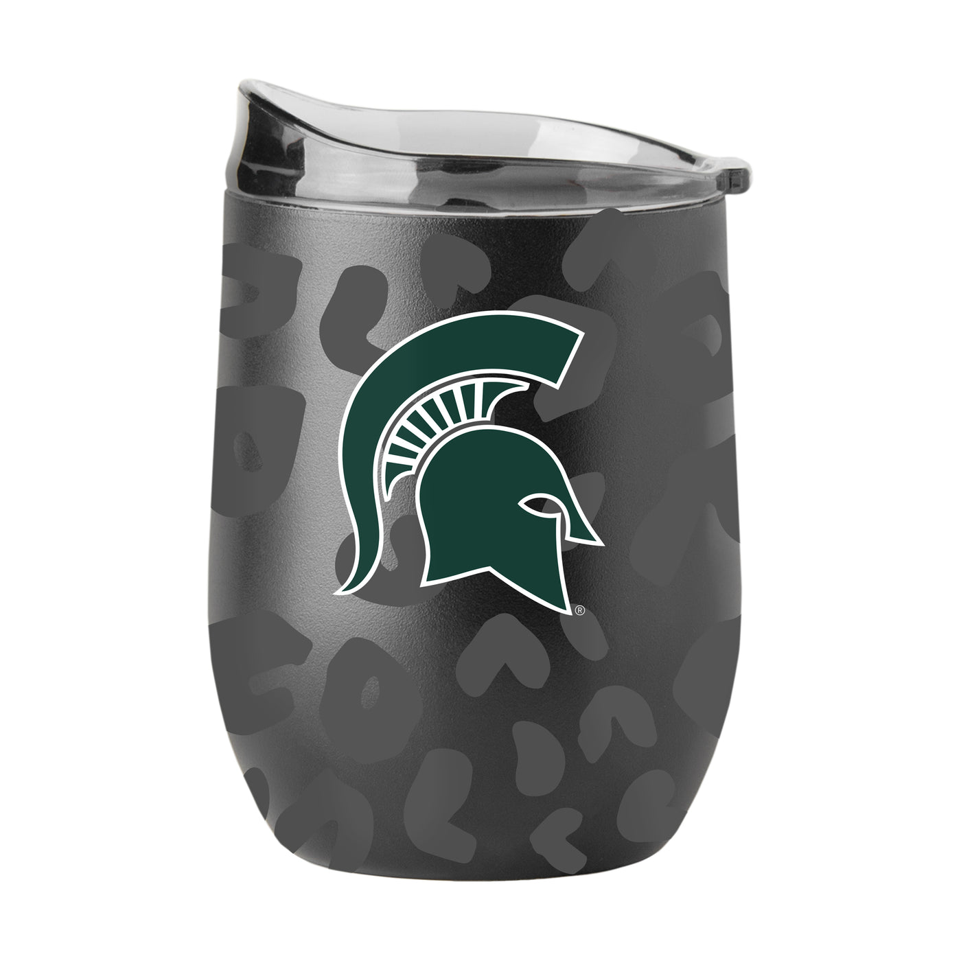 MI State Leopard 16oz Black Powdercoat Curved Beverage