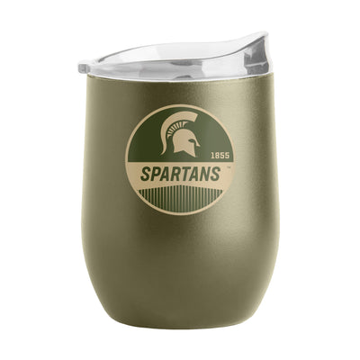 Michigan State 16oz Badge Powder Coat Curved Beverage - Logo Brands