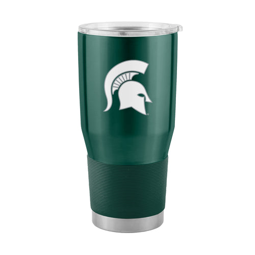 Michigan State 30oz stainless steel tumbler for Gameday, branded by Logo Brands, with Spartan logo and durable drinkware design.
