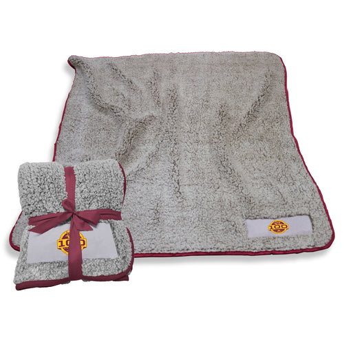 Minnesota Hockey 100 Years Frosty Fleece blanket by Logo Brands, with a detailed hockey-themed design and soft fleece material.