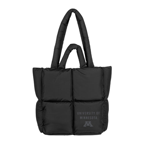 Black Minnesota Puff Tote bag by Logo Brands featuring durable fabric and spacious interior for daily use.