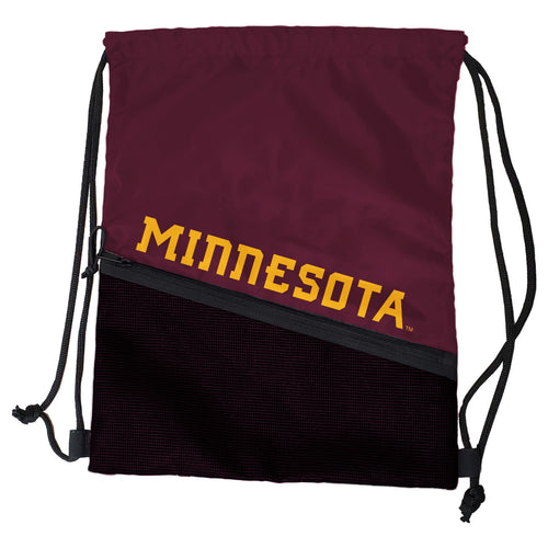 Minnesota Tilt Backsack by Logo Brands, a stylish black bag with adjustable straps and tilt-back design, ideal for sports fans.