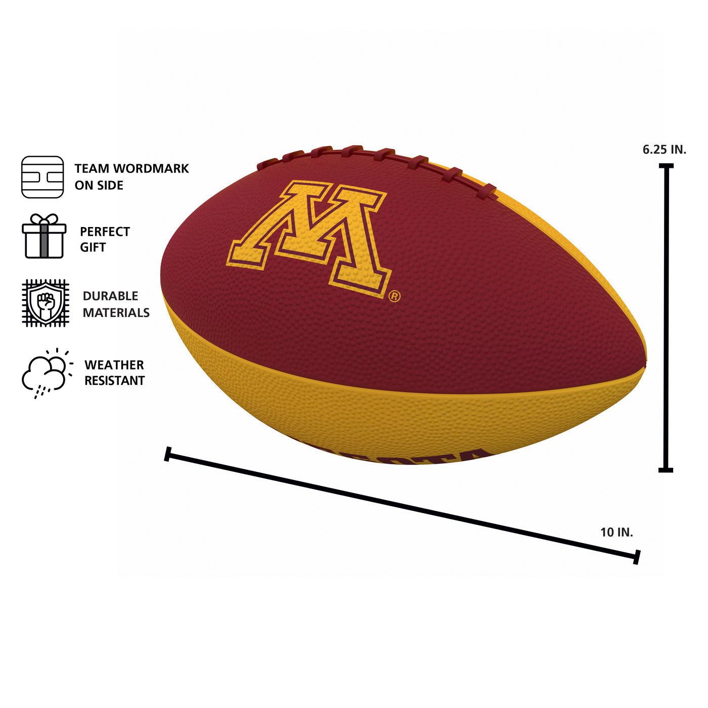 Minnesota Pinwheel Junior Size Rubber Football
