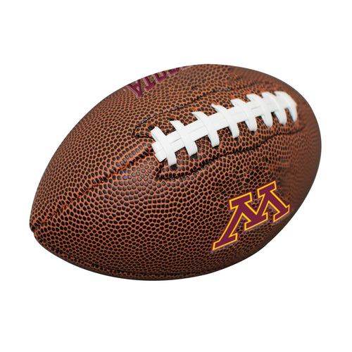 Mini size composite football by Logo Brands, designed for recreation, with visible stitching and logo markings.