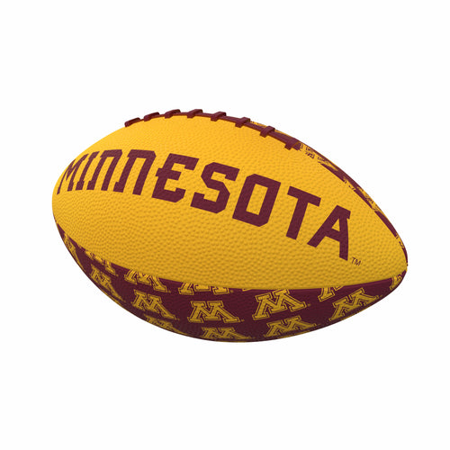 Mini-size rubber football from Logo Brands, designed for recreation and outdoor play, featuring Minnesota team branding.