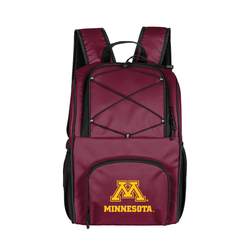Minnesota 24 Can Flex Backpack Cooler by Logo Brands showing insulated cooler with adjustable straps and front pocket.