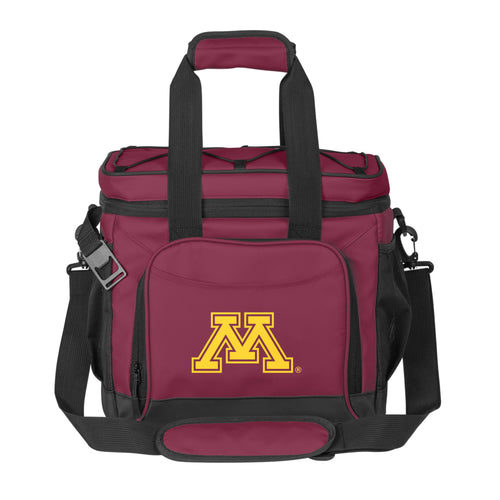 Minnesota 24 Can Flex Cooler by Logo Brands, soft-sided cooler with multiple compartments and adjustable shoulder strap.