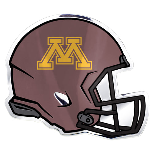 University of Minnesota embossed helmet emblem by Logo Brands, featuring detailed Minnesota logo design.