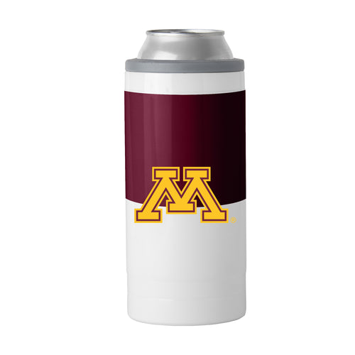 Minnesota 12oz colorblock slim can coolie by Logo Brands, insulated drinkware for keeping beverages cold.