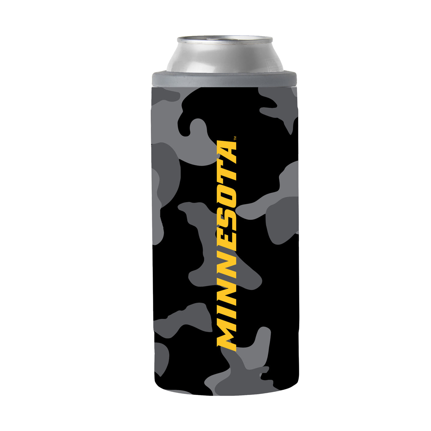 Minnesota Black Camo 12oz Slim Can Coolie