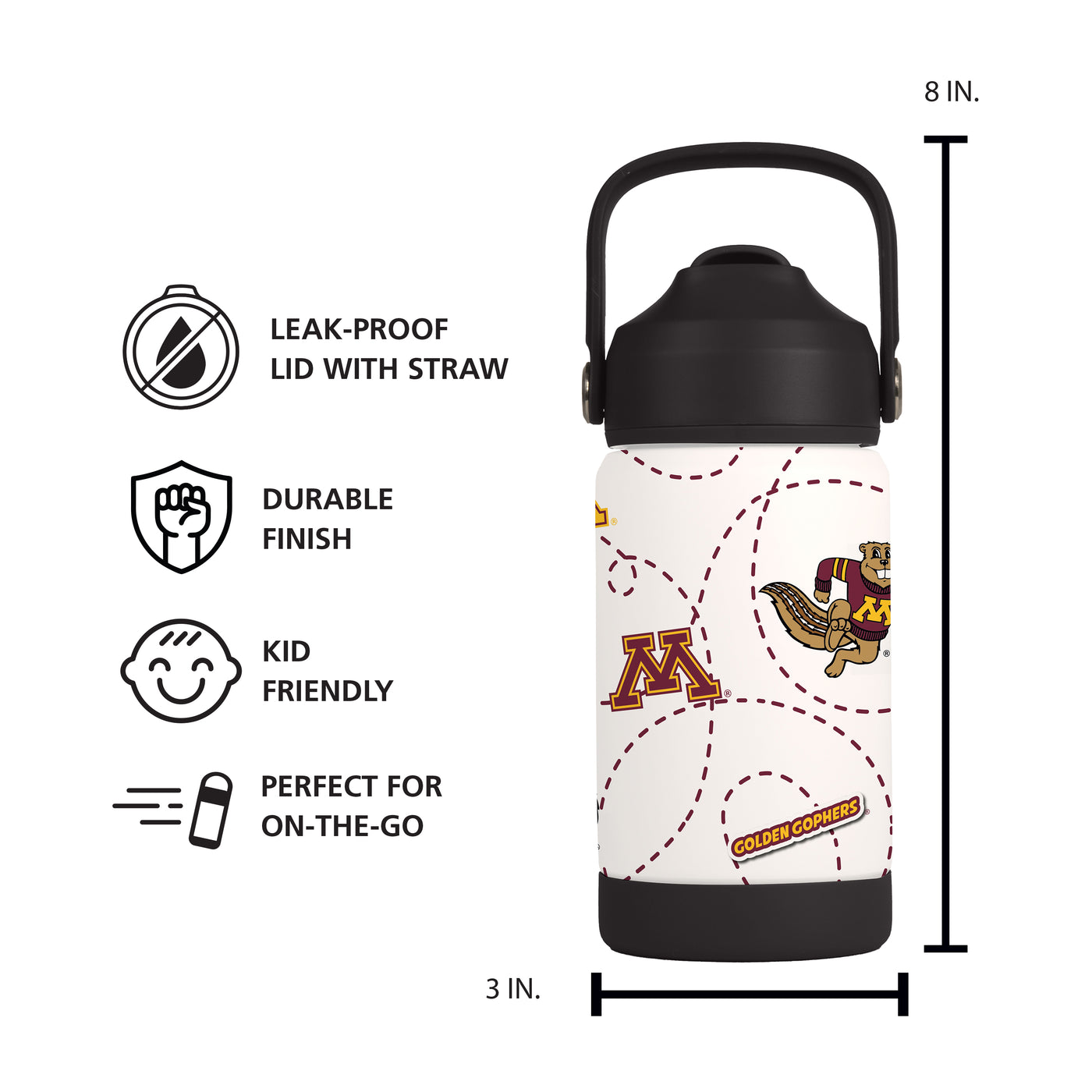 Minnesota 12oz Mascot SS Kids Bottle