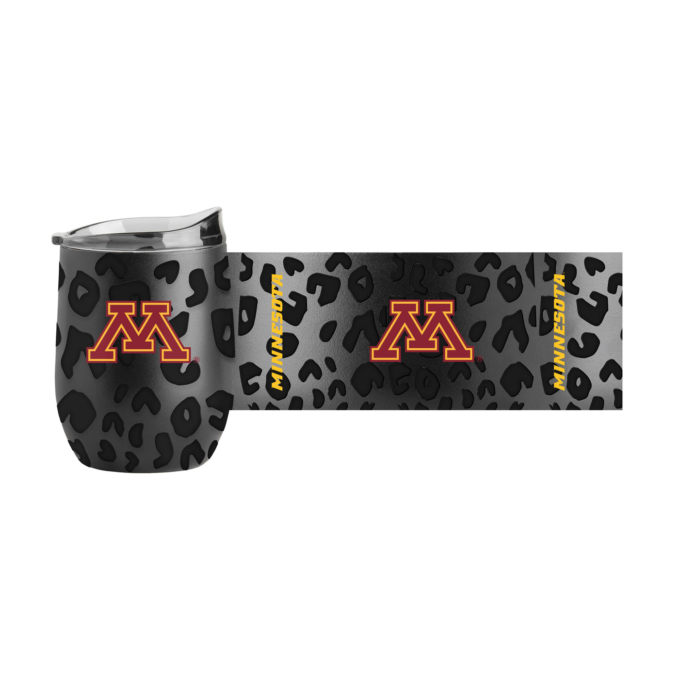 Minnesota Leopard 16oz Black Powdercoat Curved Beverage