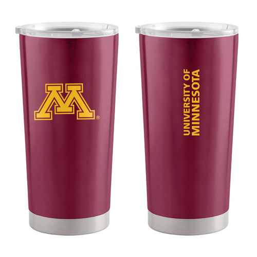 Minnesota 20oz Gameday stainless steel tumbler with logo branding, stainless steel drinkware for fans and outdoor use.
