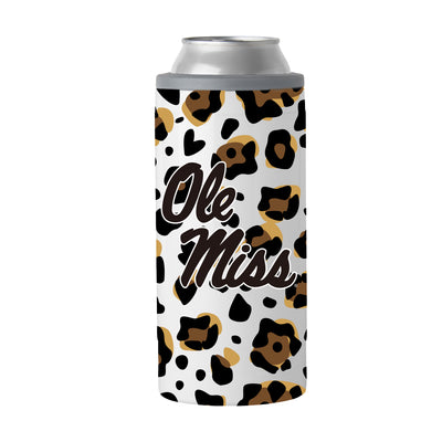 Ole Miss 12oz Neutral Leopard Print Slim Can Coolie
