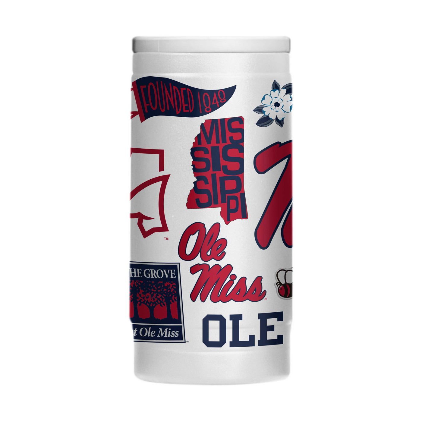 Ole Miss 12oz Native Powder Coat Slim Can Coolie