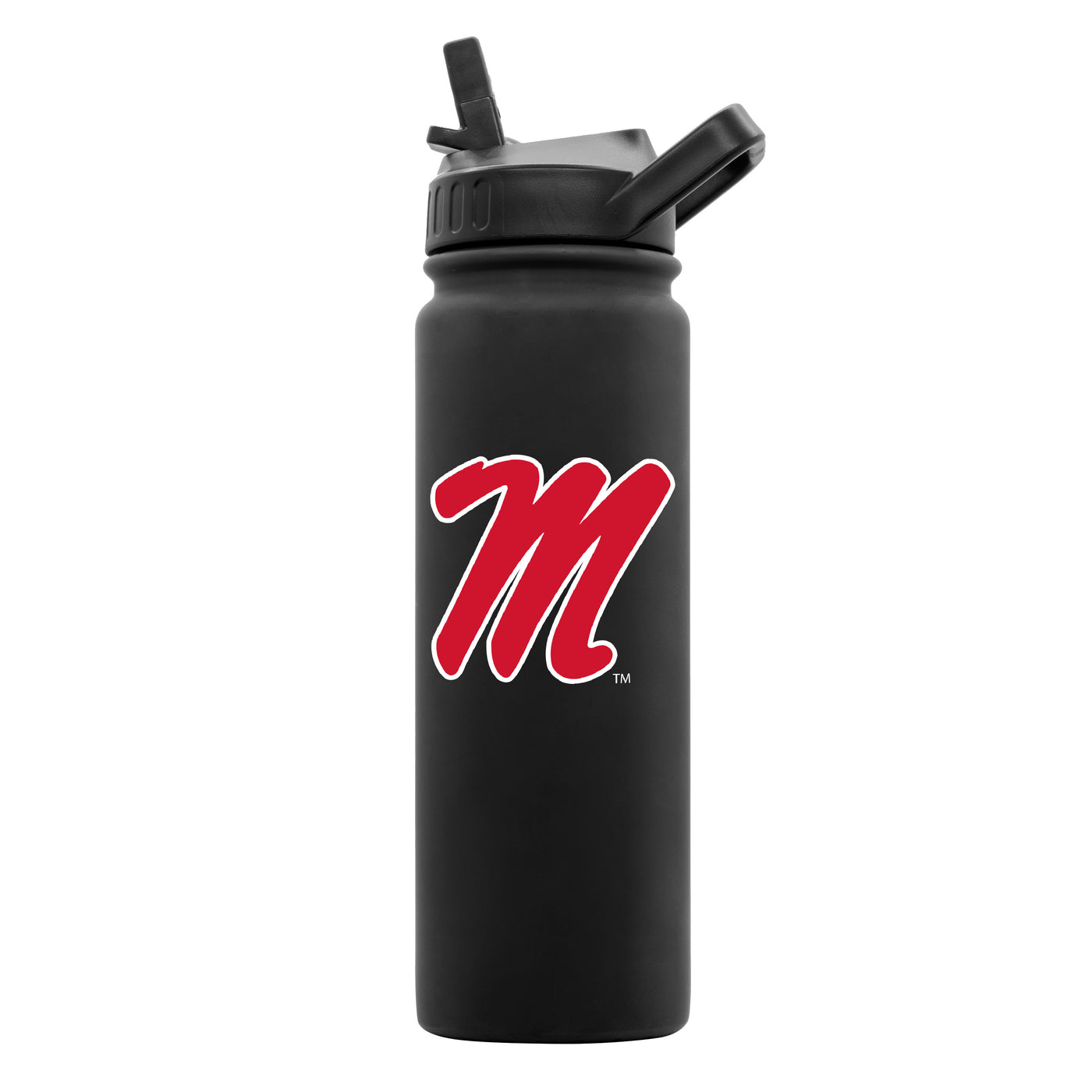 Ole Miss 24oz Black Soft Touch Dbl Wall Btl - Logo Brands