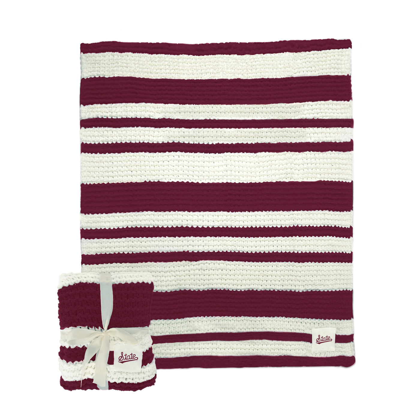 Mississippi State Script Cable Knit Throw 50x60