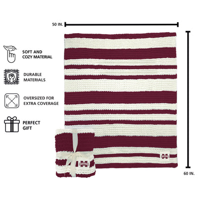 Mississippi State Cable Knit Throw 50x60
