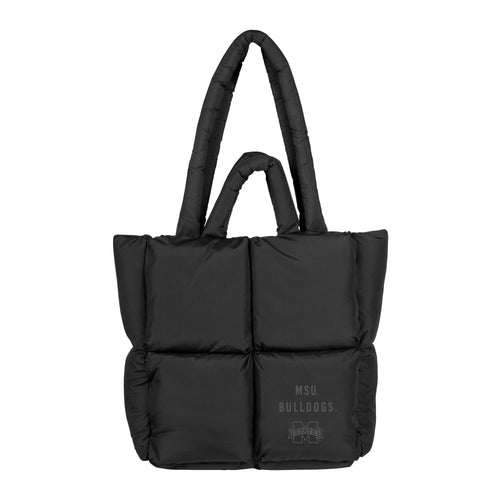 Mississippi State Black Puff Tote bag by Logo Brands, stylish and spacious bag with puff design, perfect for school or casual use.