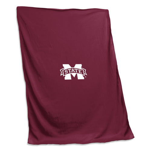 Mississippi State sweatshirt blanket by Logo Brands, soft woven blanket featuring university team logo and mascot design.