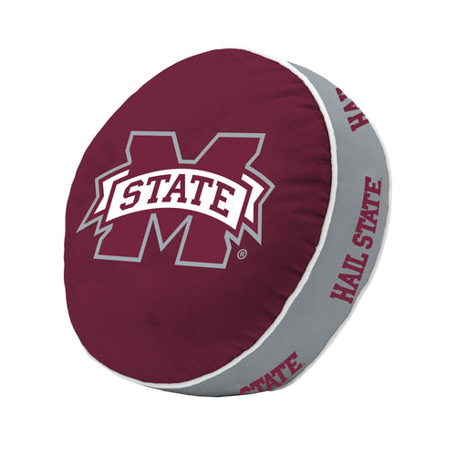 Mississippi State Puff Pillow featuring the Bulldogs logo, soft blanket with team branding for comfortable fan decor.