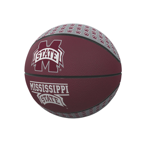 Mississippi State repeating logo mini rubber basketball, recreation sports ball by Logo Brands, with team logo design.