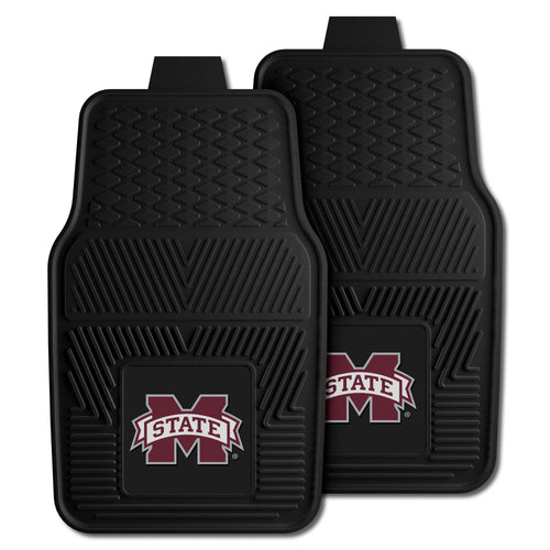 Mississippi State University vinyl auto mat set with two car mats featuring Bulldogs logo and university branding