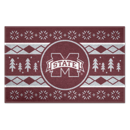 Mississippi State University holiday sweater starter mat by Logo Brands, featuring festive university-themed design.