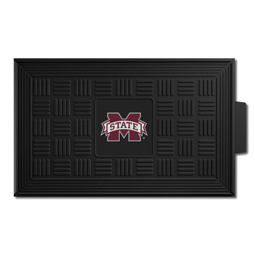 Mississippi State University medallion door mat with college logo and university emblem, made by Logo Brands.