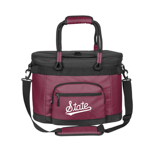Mississippi State 35 State Script Can Flex Cooler by Logo Brands, portable cooler with team logo and script design.