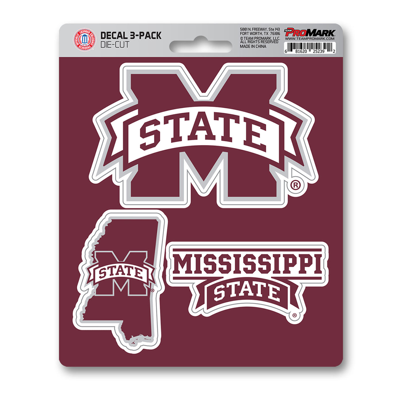 Mississippi State University Decal 3-pk
