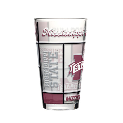 Mississippi State 16oz Quilted Stained Pint Glass