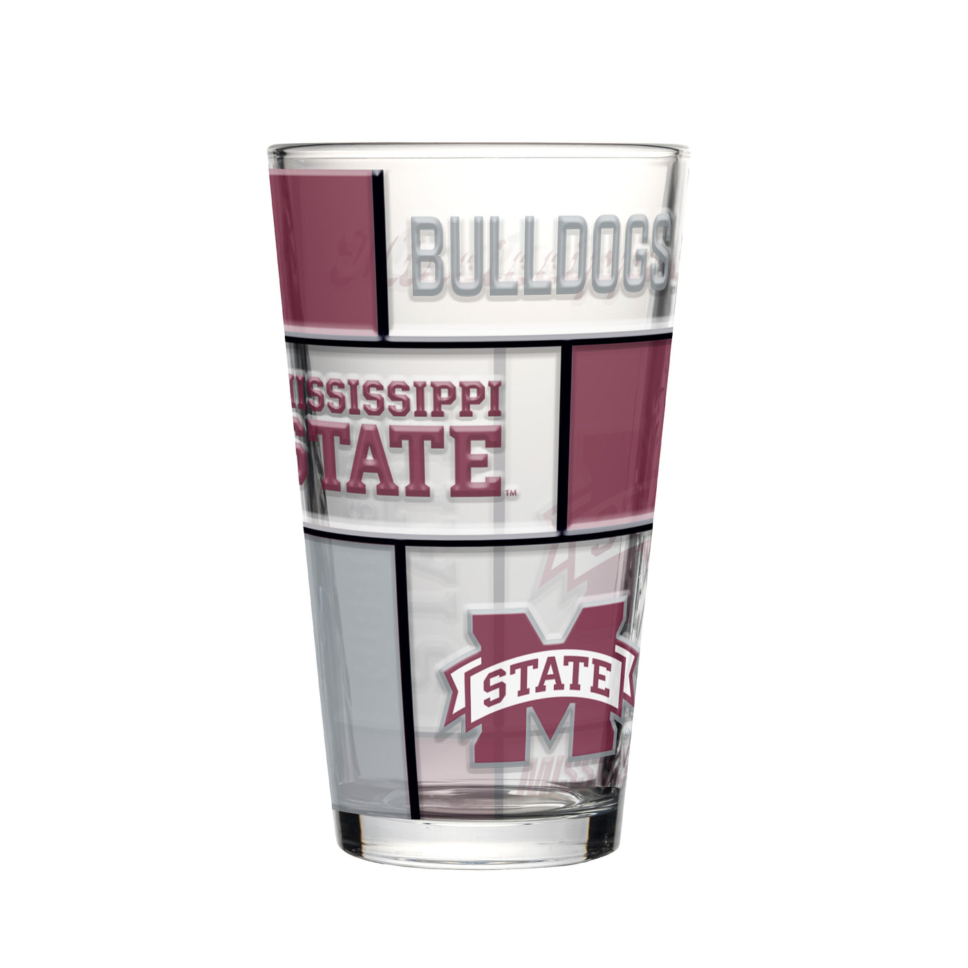 Mississippi State 16oz Quilted Stained Pint Glass