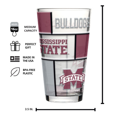 Mississippi State 16oz Quilted Stained Pint Glass