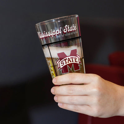 Mississippi State 16oz Quilted Stained Pint Glass