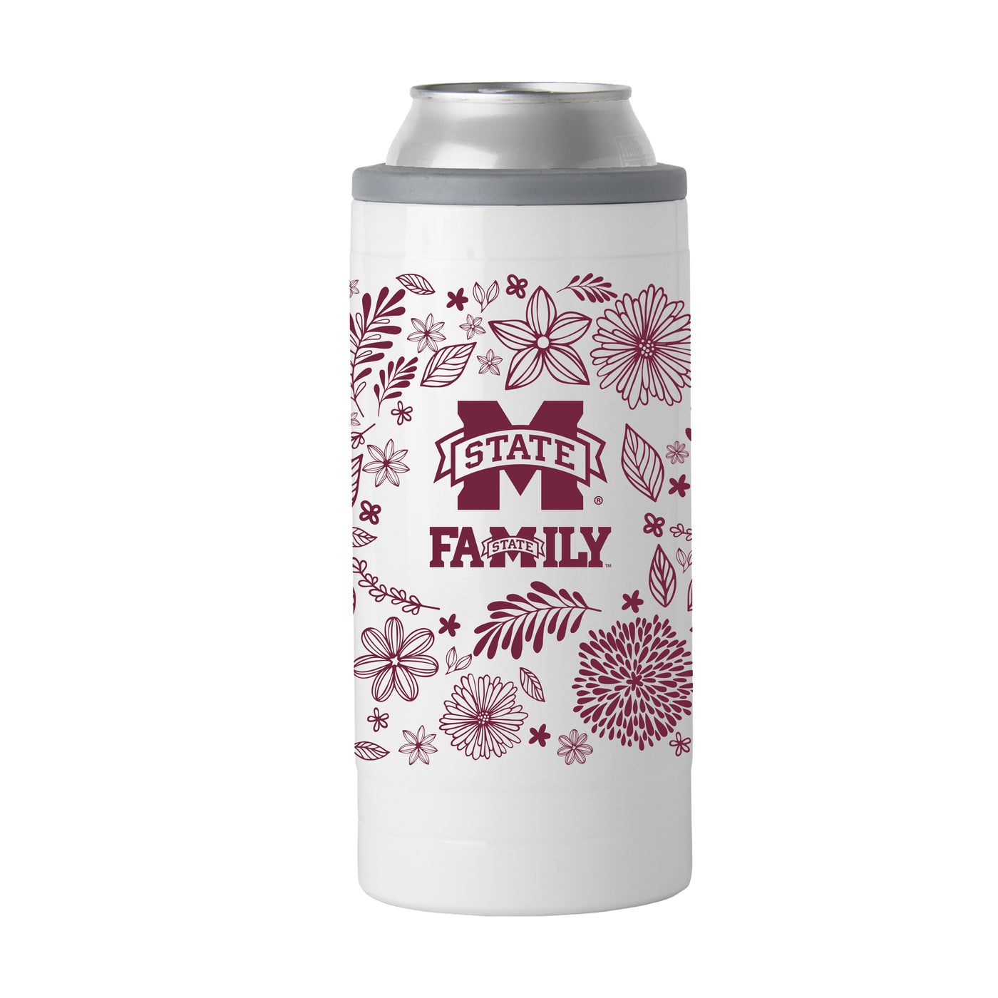 Mississippi State 12oz Botanical Slim Can Coolie