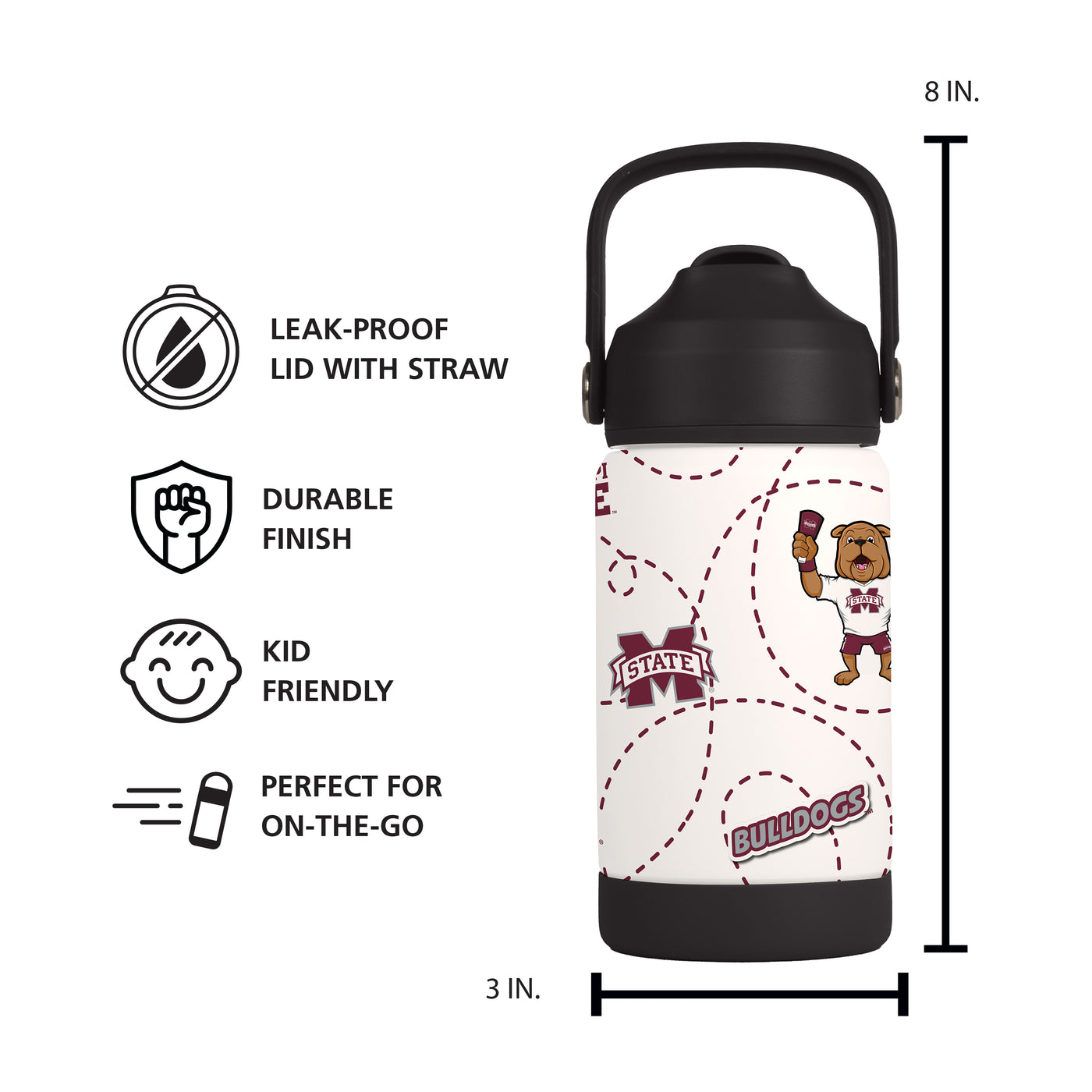 Mississippi State 12oz Mascot SS Kids Bottle