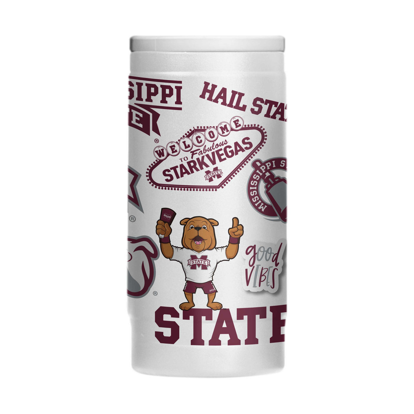 Mississippi State 12oz Native Powder Coat Slim Can Coolie