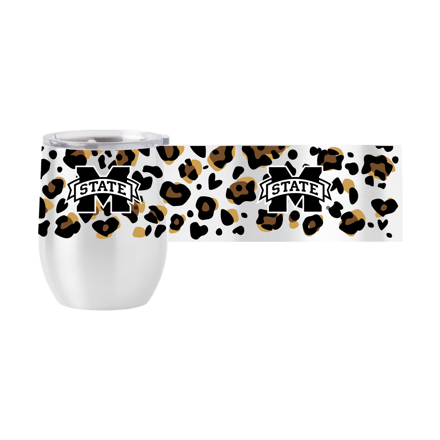 Mississippi State 16oz Neutral Leopard Stainless Curved Beverage