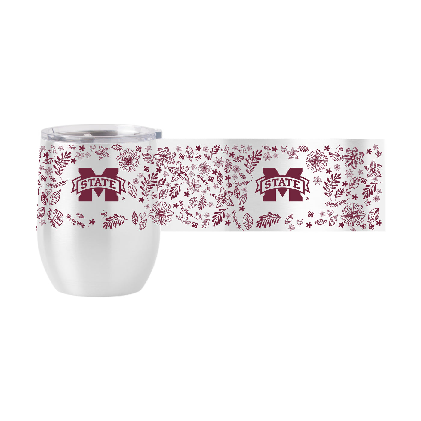 Mississippi State 16oz Botanical Stainless Curved Beverage