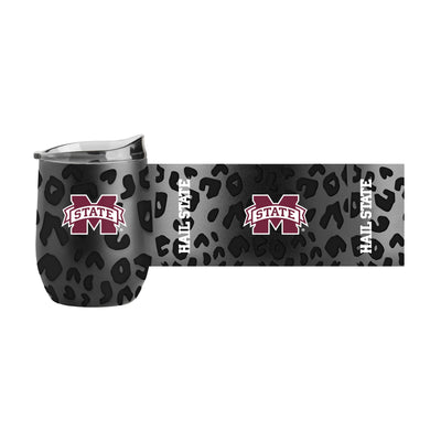Mississippi State Leopard 16oz Black Powdercoat Curved Beverage