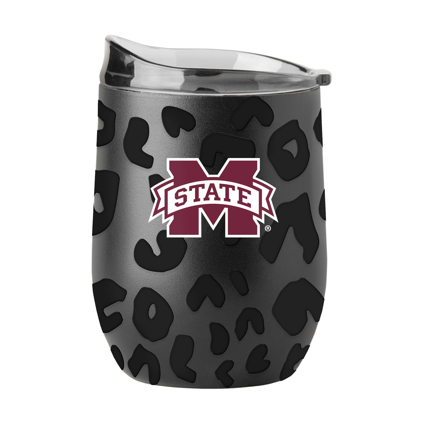 Mississippi State Leopard 16oz Black Powdercoat Curved Beverage