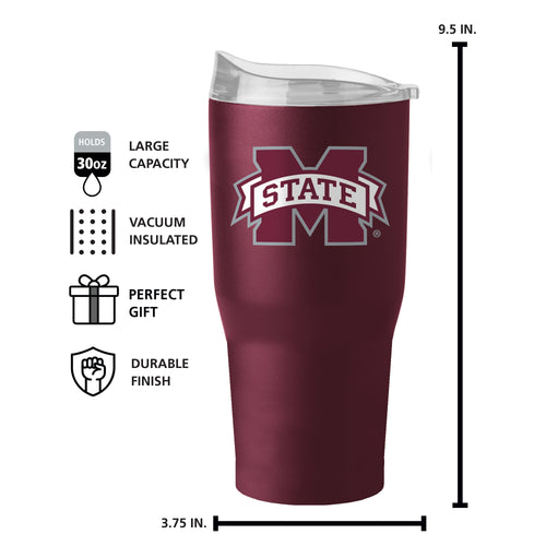Mississippi State 30oz Flipside powder coat tumbler by Logo Brands, durable drinkware with team logo and vibrant finish