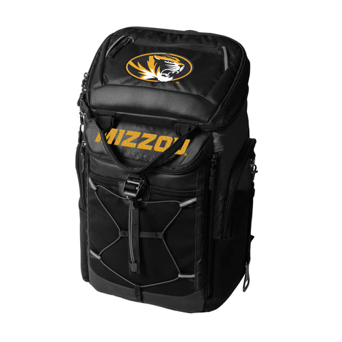 Missouri 26 Can Backpack Cooler by Logo Brands featuring insulated compartments and adjustable straps for easy carrying.