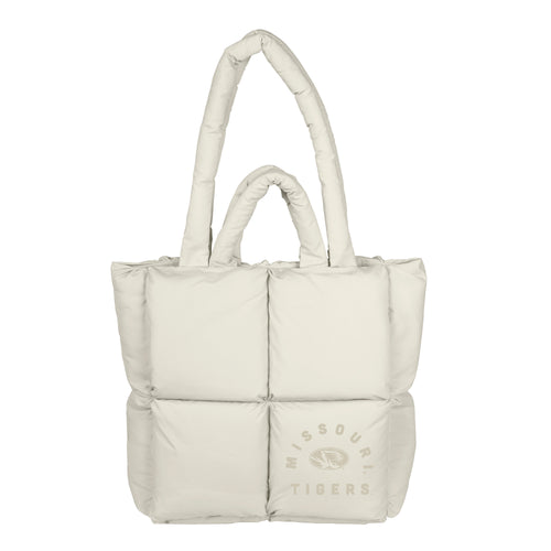 Missouri Puff Sand tote bag by Logo Brands, stylish tote with puffed design and neutral sand color, perfect for casual outings