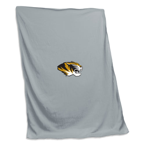 Missouri Gray Sweatshirt Blanket by Logo Brands, cozy and screen-printed with Missouri logo, soft fabric for comfortable warmth.