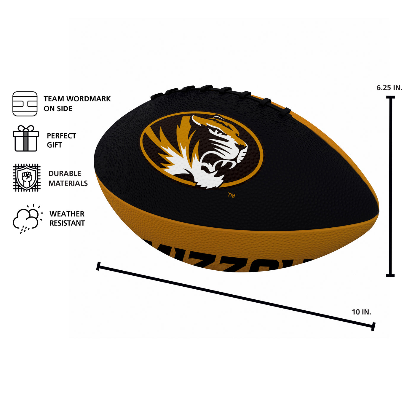 Missouri Pinwheel Junior Size Rubber Football