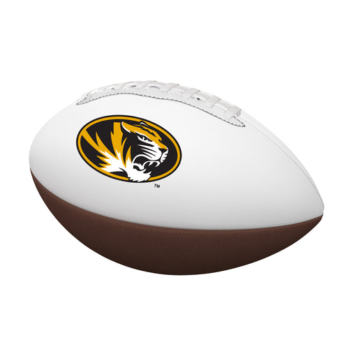 Missouri Mini Autograph Football by Logo Brands, a recreation football with handwritten autograph, suitable for display or collection.